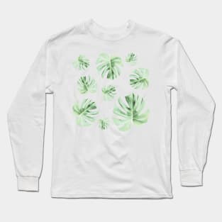 Tropical Green Leaves Long Sleeve T-Shirt